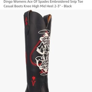Dingo Ace Of Spades. Black and Red Leather Heeled Boots